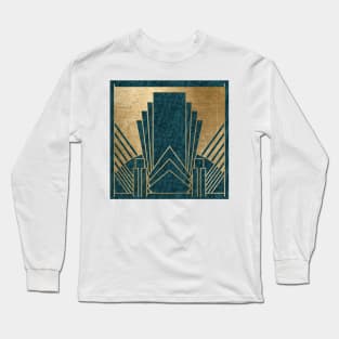 Art Deco glamour - teal and gold Long Sleeve T-Shirt